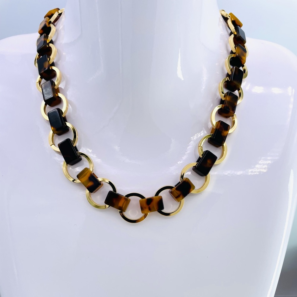 J. Crew tortoise sunset circle Statement Necklace